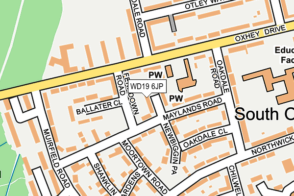 WD19 6JP map - OS OpenMap – Local (Ordnance Survey)