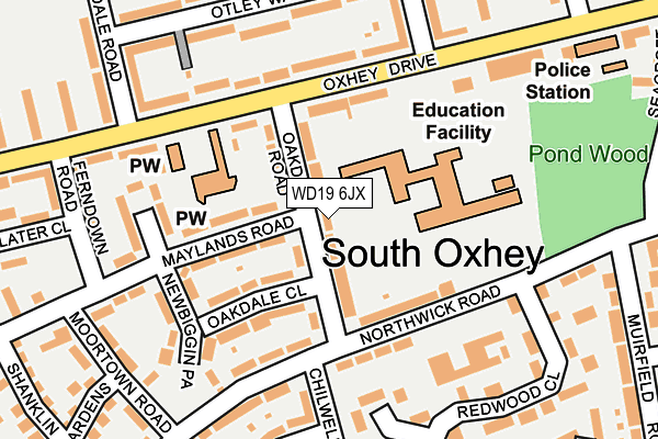 WD19 6JX map - OS OpenMap – Local (Ordnance Survey)