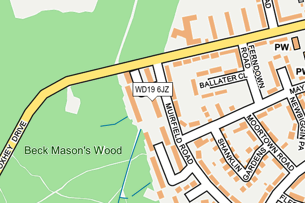 WD19 6JZ map - OS OpenMap – Local (Ordnance Survey)