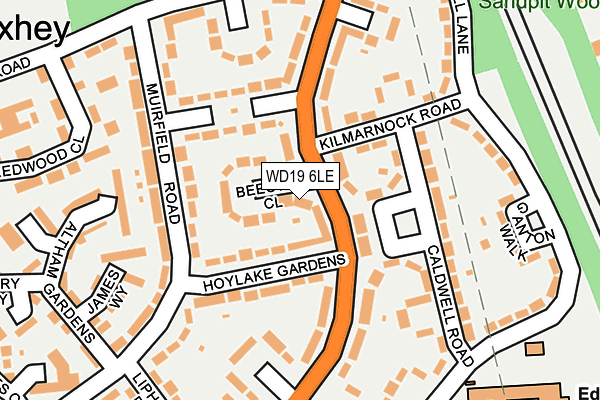 WD19 6LE map - OS OpenMap – Local (Ordnance Survey)