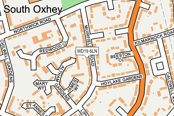 WD19 6LN map - OS OpenMap – Local (Ordnance Survey)