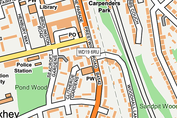 WD19 6RU map - OS OpenMap – Local (Ordnance Survey)