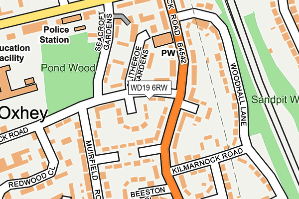 WD19 6RW map - OS OpenMap – Local (Ordnance Survey)