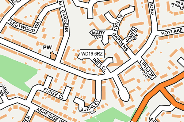 WD19 6RZ map - OS OpenMap – Local (Ordnance Survey)