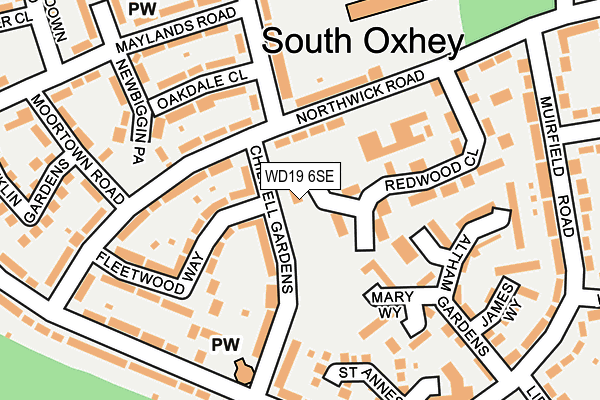 WD19 6SE map - OS OpenMap – Local (Ordnance Survey)