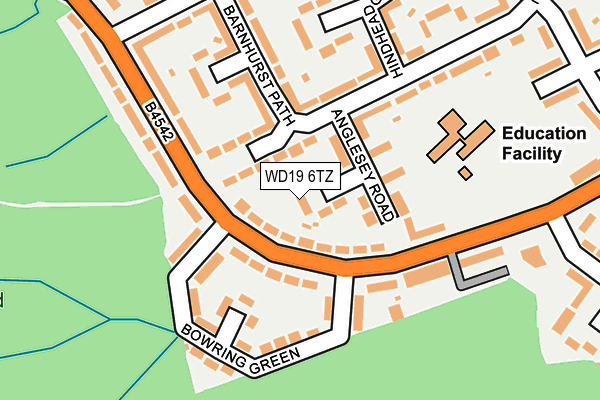 WD19 6TZ map - OS OpenMap – Local (Ordnance Survey)