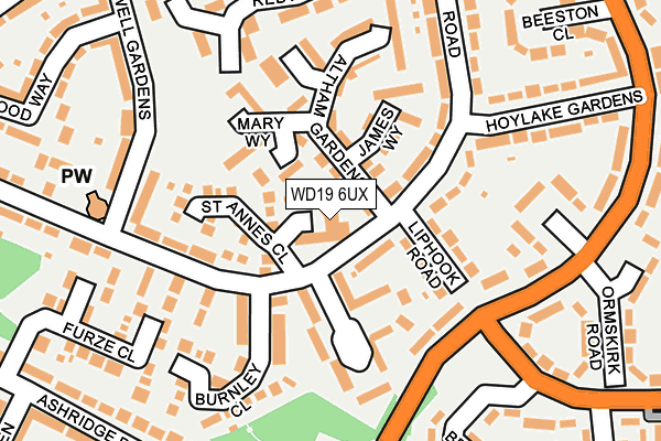WD19 6UX map - OS OpenMap – Local (Ordnance Survey)