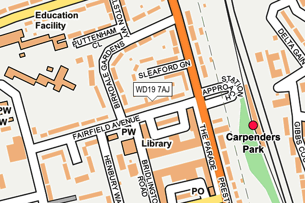 WD19 7AJ map - OS OpenMap – Local (Ordnance Survey)