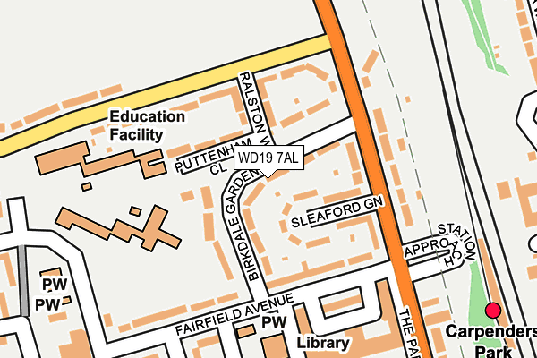 WD19 7AL map - OS OpenMap – Local (Ordnance Survey)