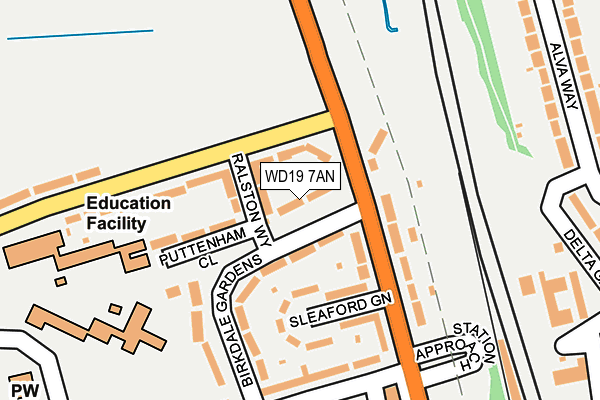 WD19 7AN map - OS OpenMap – Local (Ordnance Survey)