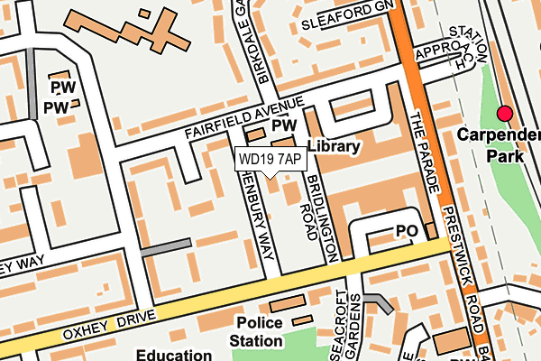 WD19 7AP map - OS OpenMap – Local (Ordnance Survey)