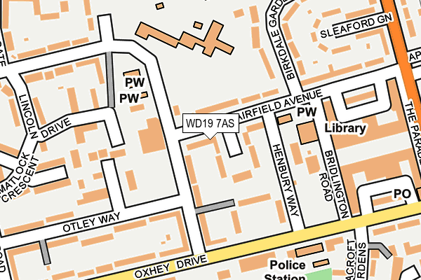 WD19 7AS map - OS OpenMap – Local (Ordnance Survey)