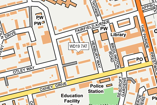WD19 7AT map - OS OpenMap – Local (Ordnance Survey)