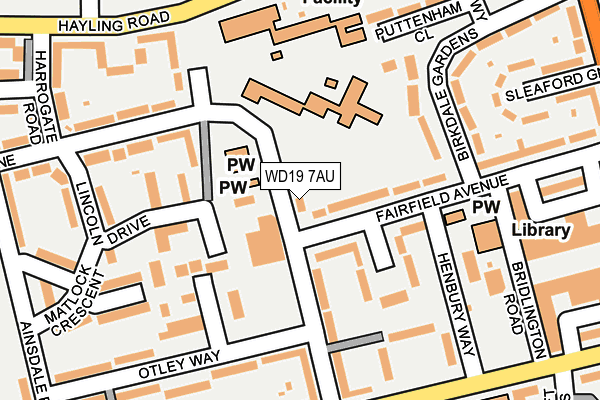 WD19 7AU map - OS OpenMap – Local (Ordnance Survey)