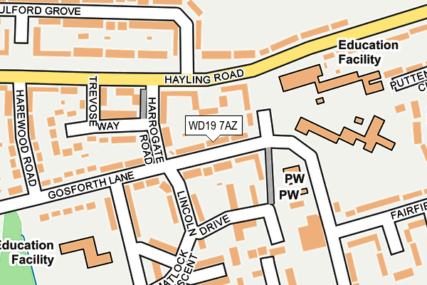 WD19 7AZ map - OS OpenMap – Local (Ordnance Survey)