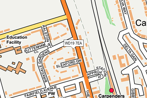 WD19 7EA map - OS OpenMap – Local (Ordnance Survey)