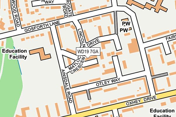WD19 7GA map - OS OpenMap – Local (Ordnance Survey)