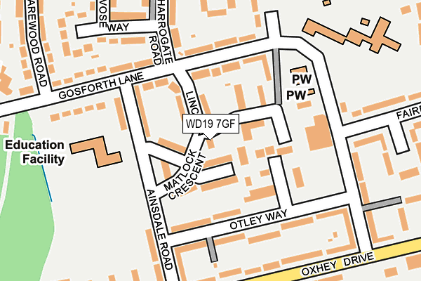 WD19 7GF map - OS OpenMap – Local (Ordnance Survey)