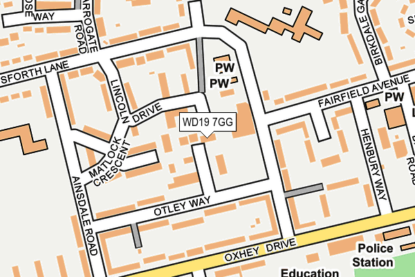 WD19 7GG map - OS OpenMap – Local (Ordnance Survey)