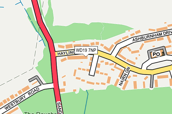 WD19 7NP map - OS OpenMap – Local (Ordnance Survey)