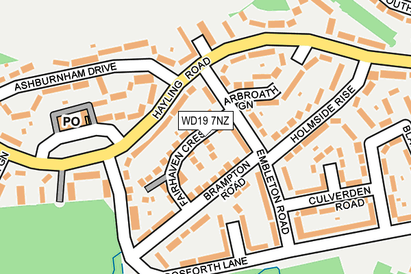 WD19 7NZ map - OS OpenMap – Local (Ordnance Survey)