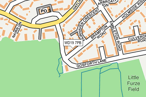 WD19 7PB map - OS OpenMap – Local (Ordnance Survey)