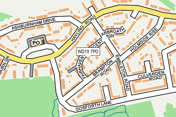WD19 7PD map - OS OpenMap – Local (Ordnance Survey)