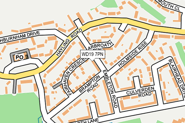 WD19 7PN map - OS OpenMap – Local (Ordnance Survey)