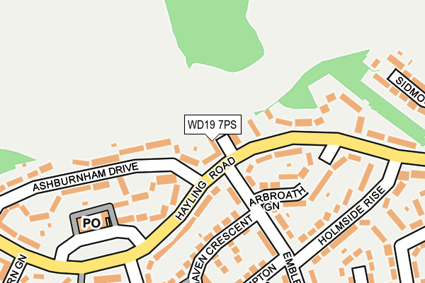 WD19 7PS map - OS OpenMap – Local (Ordnance Survey)