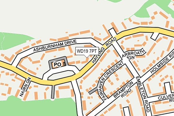 WD19 7PT map - OS OpenMap – Local (Ordnance Survey)