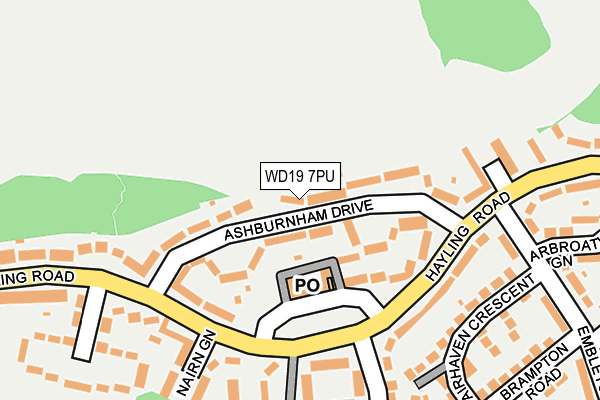 WD19 7PU map - OS OpenMap – Local (Ordnance Survey)