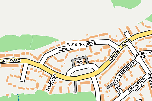 WD19 7PX map - OS OpenMap – Local (Ordnance Survey)