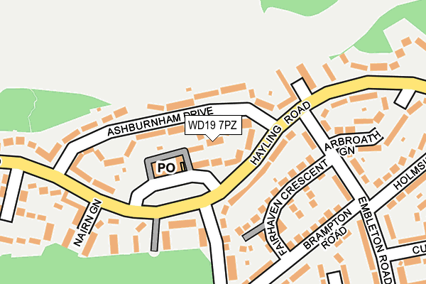 WD19 7PZ map - OS OpenMap – Local (Ordnance Survey)