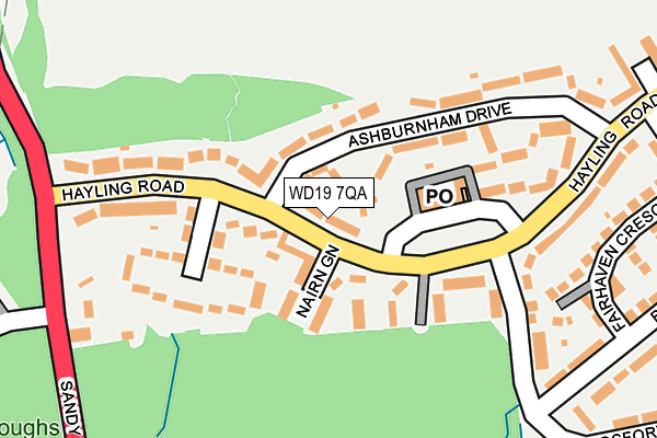 WD19 7QA map - OS OpenMap – Local (Ordnance Survey)