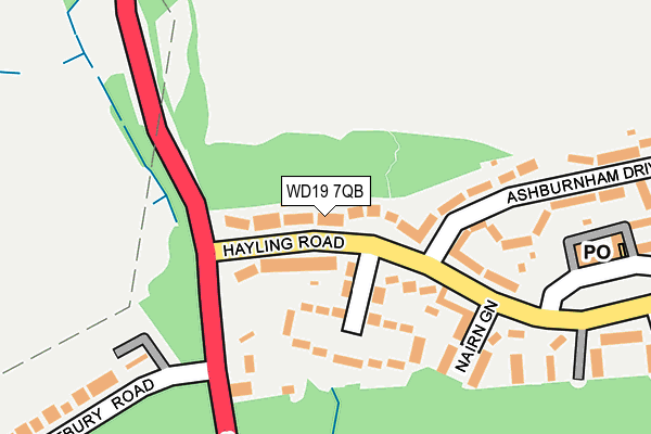 WD19 7QB map - OS OpenMap – Local (Ordnance Survey)