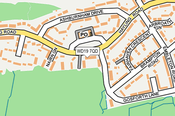 WD19 7QD map - OS OpenMap – Local (Ordnance Survey)