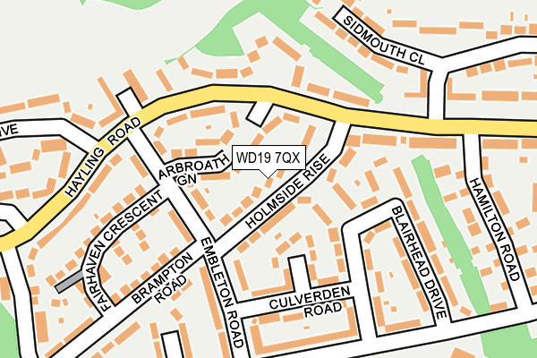 WD19 7QX map - OS OpenMap – Local (Ordnance Survey)
