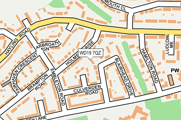 WD19 7QZ map - OS OpenMap – Local (Ordnance Survey)