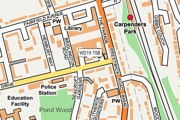 WD19 7SB map - OS OpenMap – Local (Ordnance Survey)