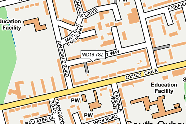 WD19 7SZ map - OS OpenMap – Local (Ordnance Survey)