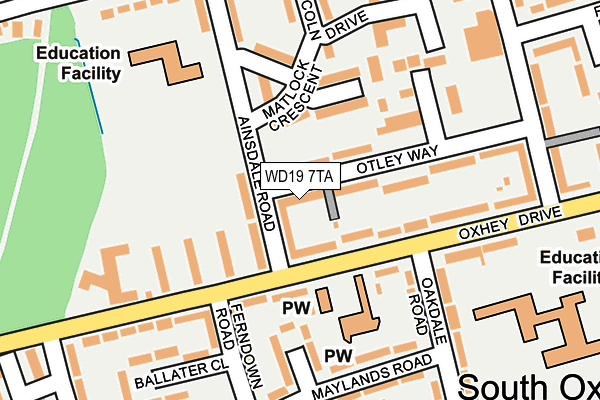 WD19 7TA map - OS OpenMap – Local (Ordnance Survey)