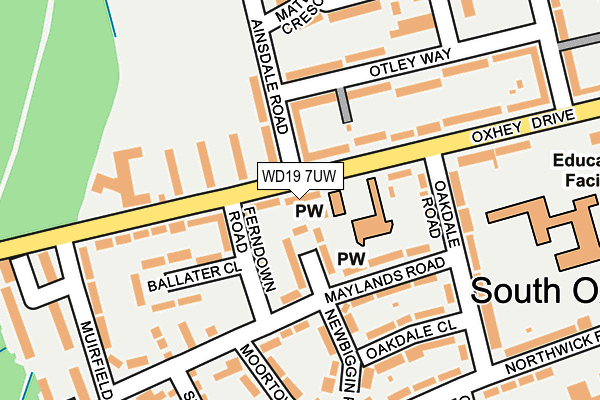 WD19 7UW map - OS OpenMap – Local (Ordnance Survey)
