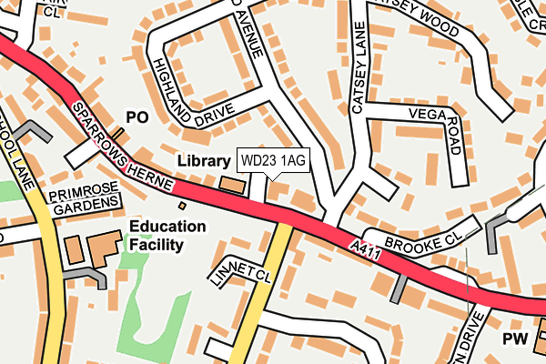 WD23 1AG map - OS OpenMap – Local (Ordnance Survey)