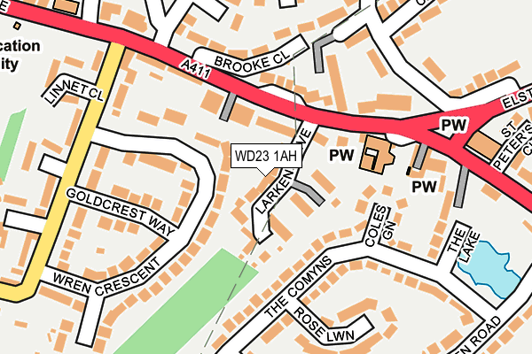 WD23 1AH map - OS OpenMap – Local (Ordnance Survey)