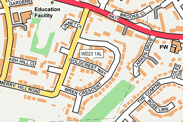 WD23 1AL map - OS OpenMap – Local (Ordnance Survey)