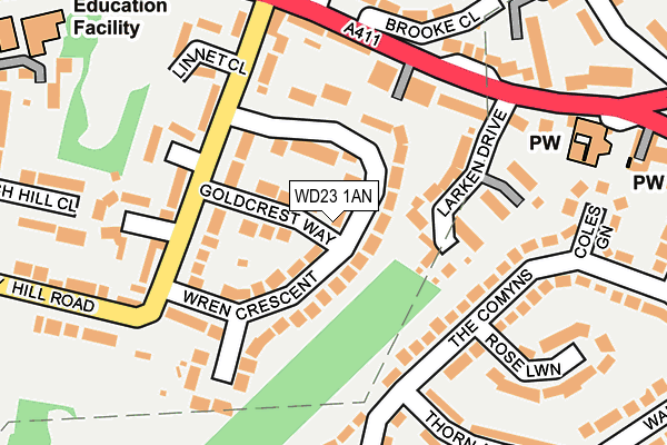 WD23 1AN map - OS OpenMap – Local (Ordnance Survey)