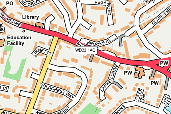 WD23 1AQ map - OS OpenMap – Local (Ordnance Survey)