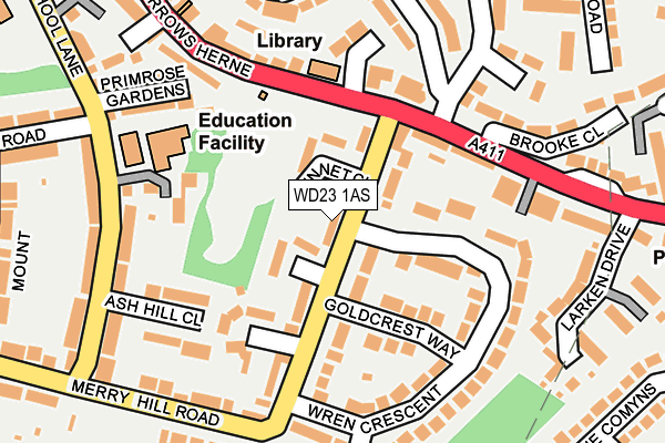 WD23 1AS map - OS OpenMap – Local (Ordnance Survey)