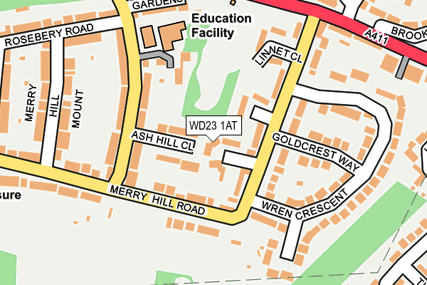 WD23 1AT map - OS OpenMap – Local (Ordnance Survey)