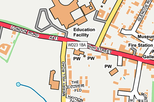 WD23 1BA map - OS OpenMap – Local (Ordnance Survey)